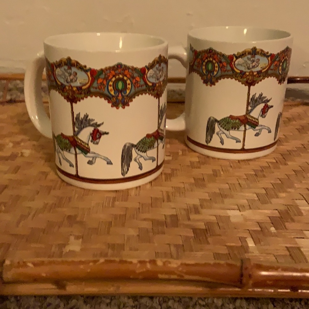 Vintage carousel horse mugs set of 2